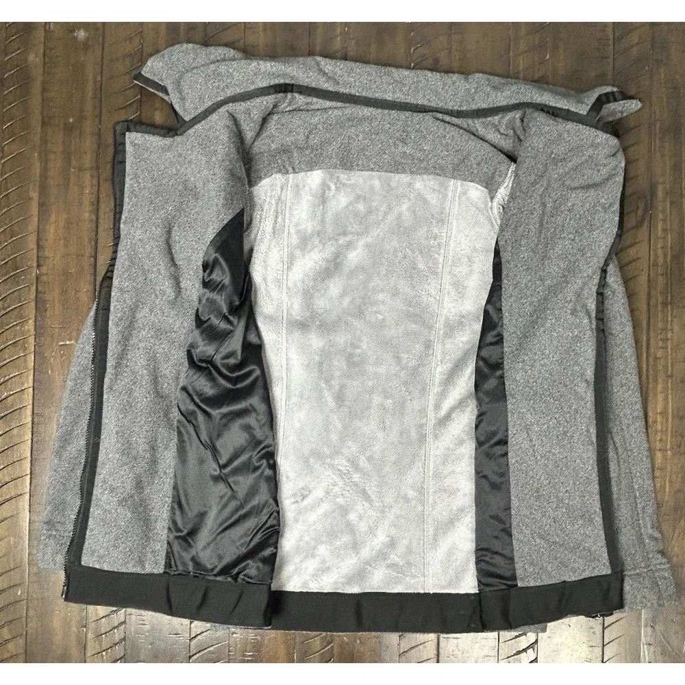Lululemon Gray Asymmetrical Zip Funnel Neck Fleece Jacket‎ Womens 6 Moto Style